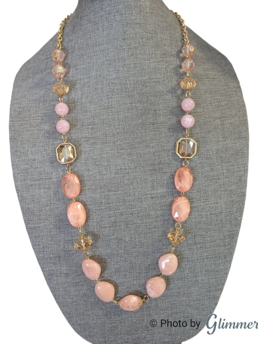 NWOT Carol Dauplaise Peach Beaded Chain Necklace